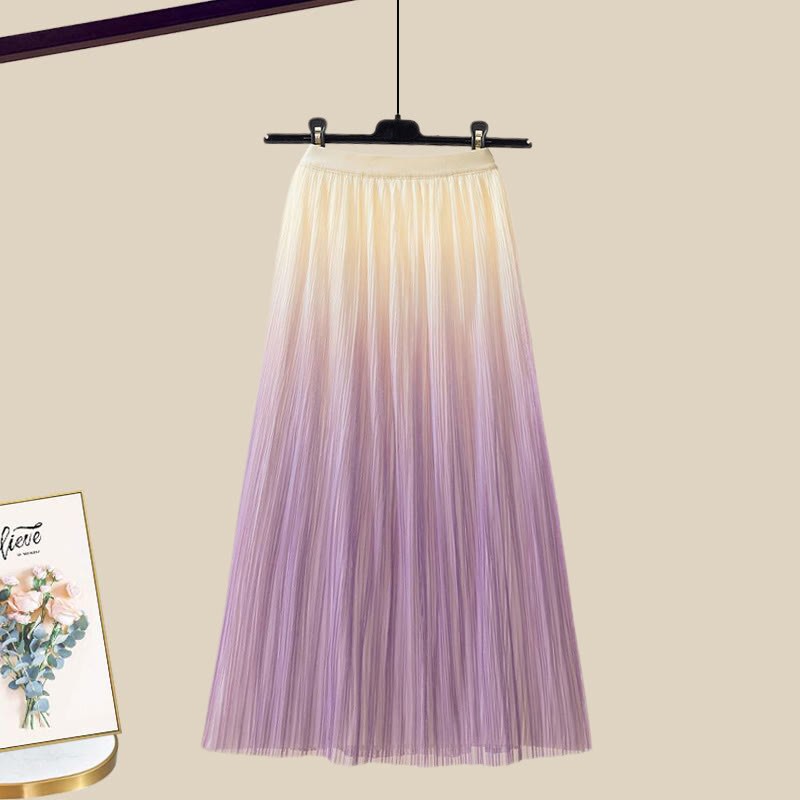 3D-Blumenstrickpullover und passender Farbverlaufrock – Outfit - Purple Skirt - XL - image 11