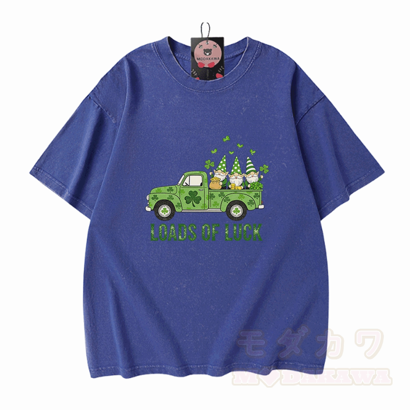 VIEL GLÜCK St. Pakrit's Day Autografik Modakawa Vintage gewaschenes T-Shirt aus 100% Baumwolle - Blau - 5XL - image 4