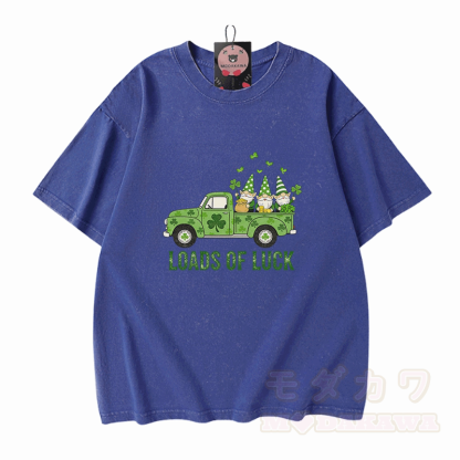 VIEL GLÜCK St. Pakrit's Day Autografik Modakawa Vintage gewaschenes T-Shirt aus 100% Baumwolle - Blau - 5XL - image 4