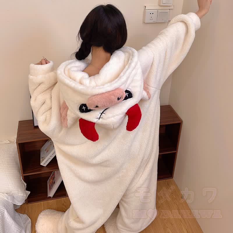 Kuh-Plüsch-Kapuzen-Einteiler-Schlafanzug - image 7