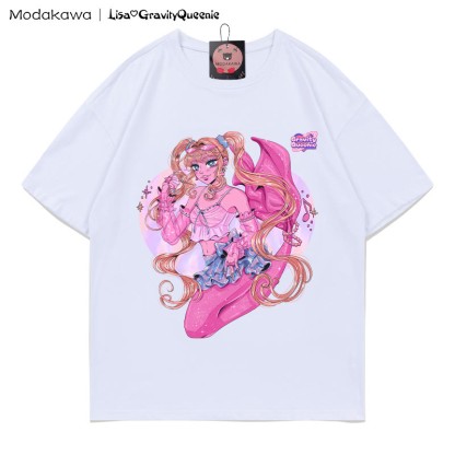 Gyaru Meerjungfrau Mädchen Grafik T-Shirt - Weiß - 5XL - image 4