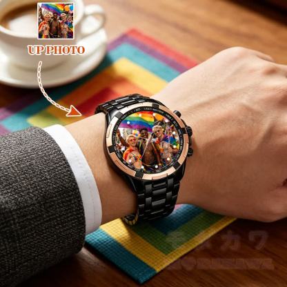 Personalisierte Fotouhr, individuelles Zifferblatt, Metallarmbanduhr - image 4
