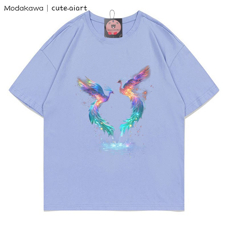 Regenbogen-Phönix-Grafik-T-Shirt - Lavender Blue - 5XL - image 5