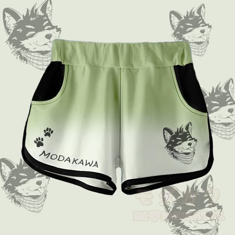 MODAKAWA Gradient Tongue-Out Koda Graphic Shorts - Grün & Weiß - 5XL - image 3