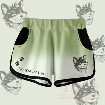 MODAKAWA Gradient Tongue-Out Koda Graphic Shorts - Grün & Weiß - 5XL - image 3