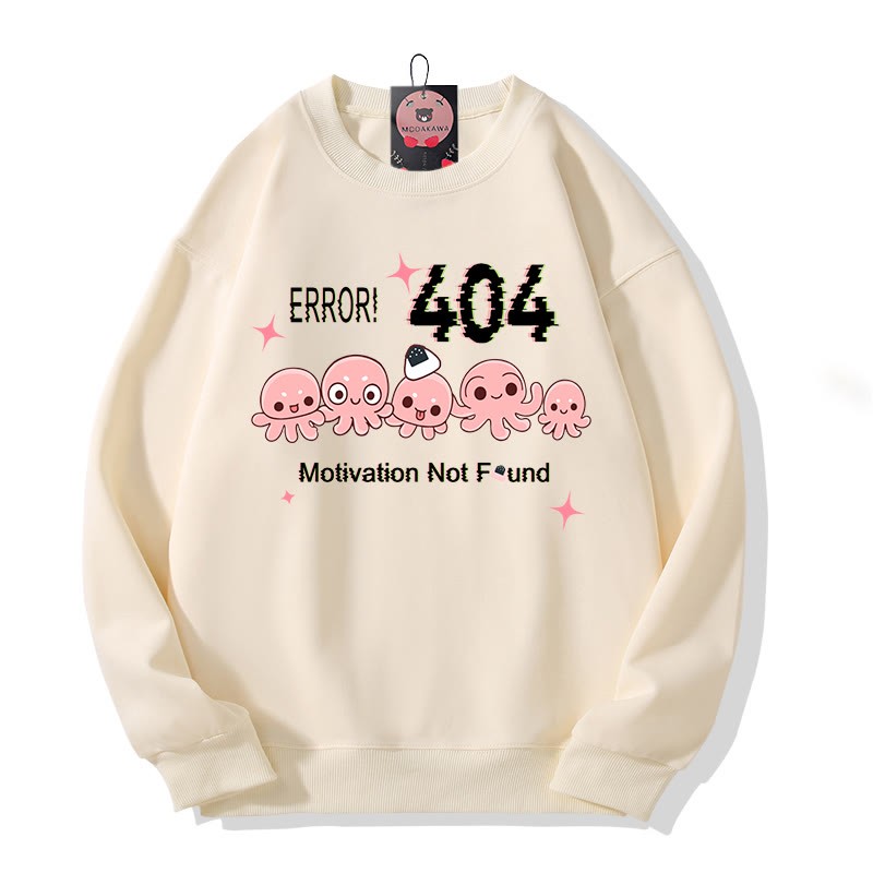ERROR 404 MOTIVATION NICHT GEFUNDEN Sweatshirt mit Oktopus-Grafik und Rundhalsausschnitt - Beige - 5XL - image 3