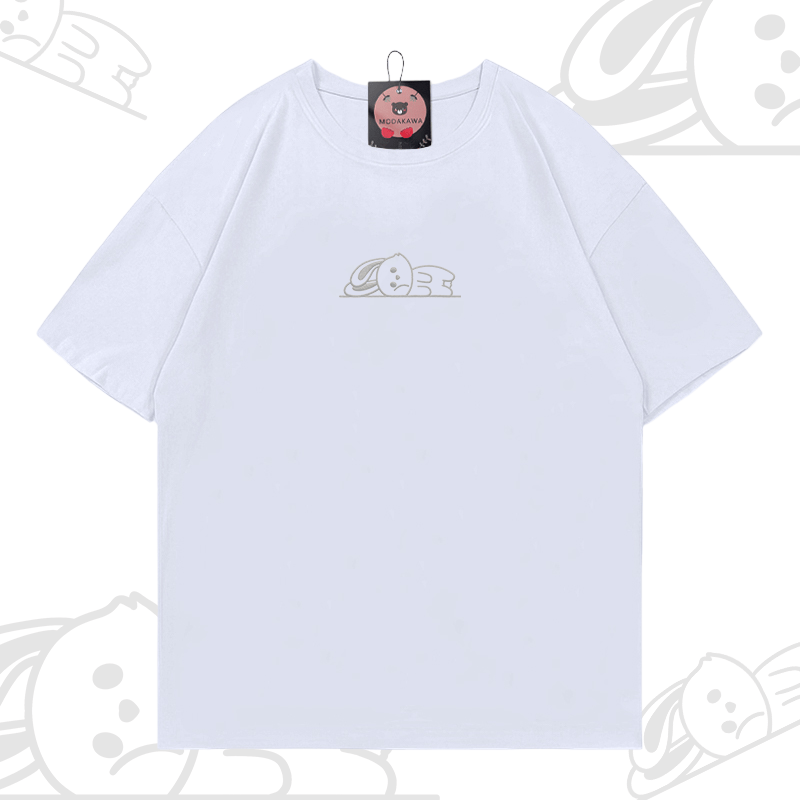 Modakawa-Baumwoll-T-Shirt mit besticktem liegenden Kaninchen - White - 5XL - image 3