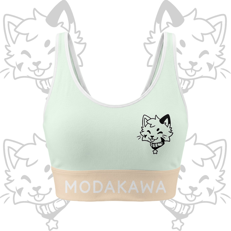 Kitty Graphic Crop Tank Sport Top Shorts Bikini Modakawa Matching Outfit - Green Top - 5XL - image 4