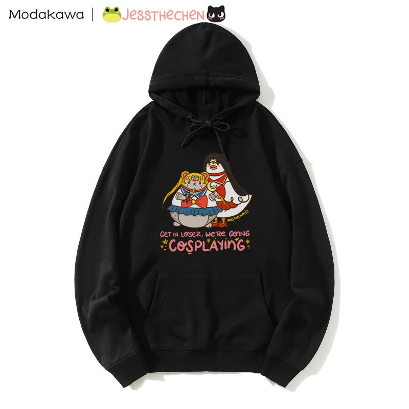 Kapuzenpullover mit lustiger Tier-Cosplay-Grafik - Black - 5XL - image 4