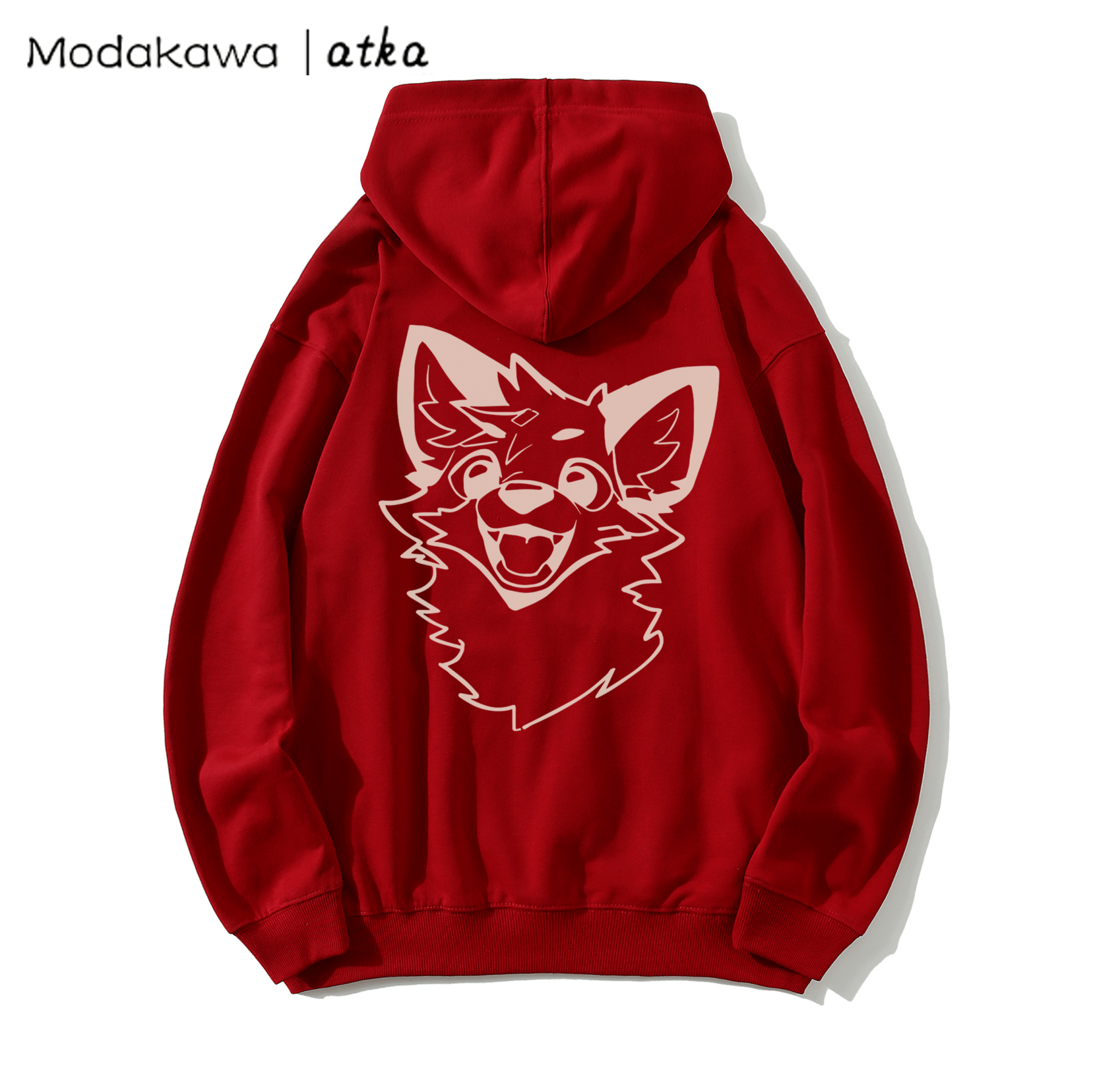 MODAKAWA X atka Lockerer Hoodie mit Fuchs-Print - Red - 5XL - image 9