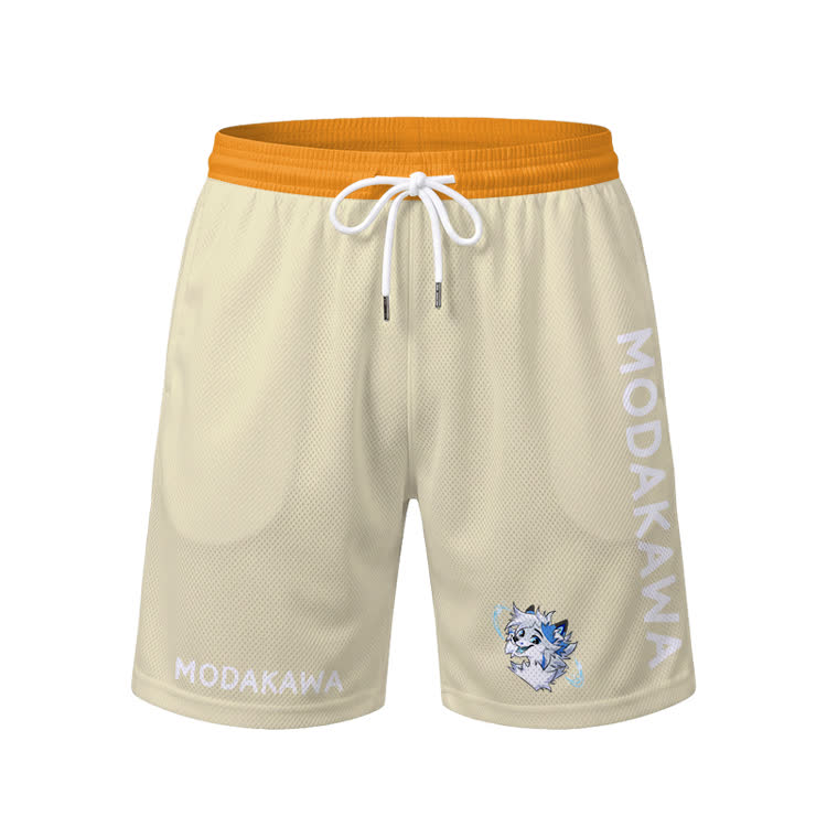 MODAKAWA X Space Barker Graphic Herren-Sport-T-Shirt, Shorts mit Kordelzug und passendem Outfit - Beige Shorts - 5XL - image 8