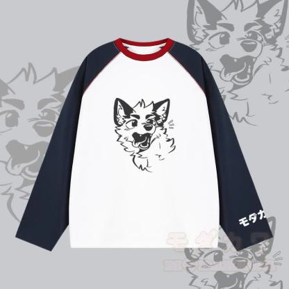 MODAKAWA X atka Surprised Fox Graphic Farben Block Raglan Sleeve Long Sleeve T-Shirt - Weiß - 2XL - image 4