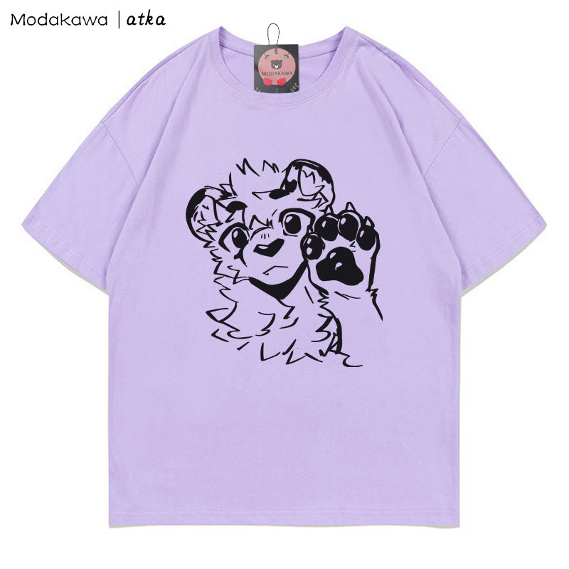MODAKAWA X atka Tiger Paw Wave Grafik T-Shirt - Purple - 5XL - image 5