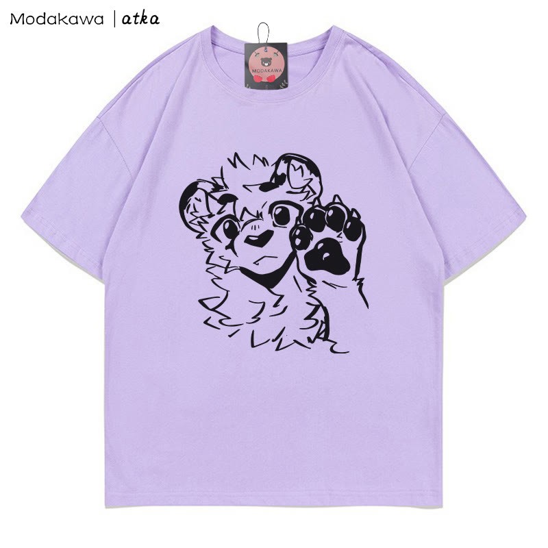 MODAKAWA X atka Tiger Paw Wave Grafik T-Shirt - Purple - 5XL - image 5