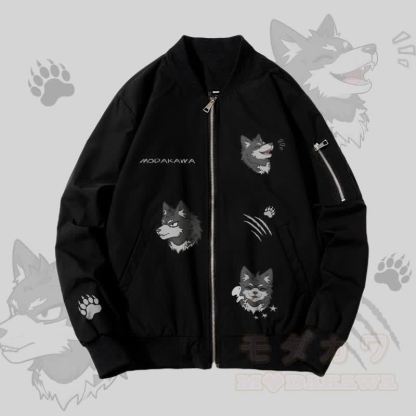 MODAKAWA Lustige Welpen-Grafik-Jacke mit Reißverschluss - Verdickt - Schwarz - 4XL - image 4