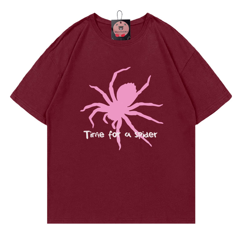 ZEIT FÜR EINE SPINNE Spinnenprint T-Shirt aus 100 % Baumwolle von Modakawa - Wine Red - 5XL - image 4
