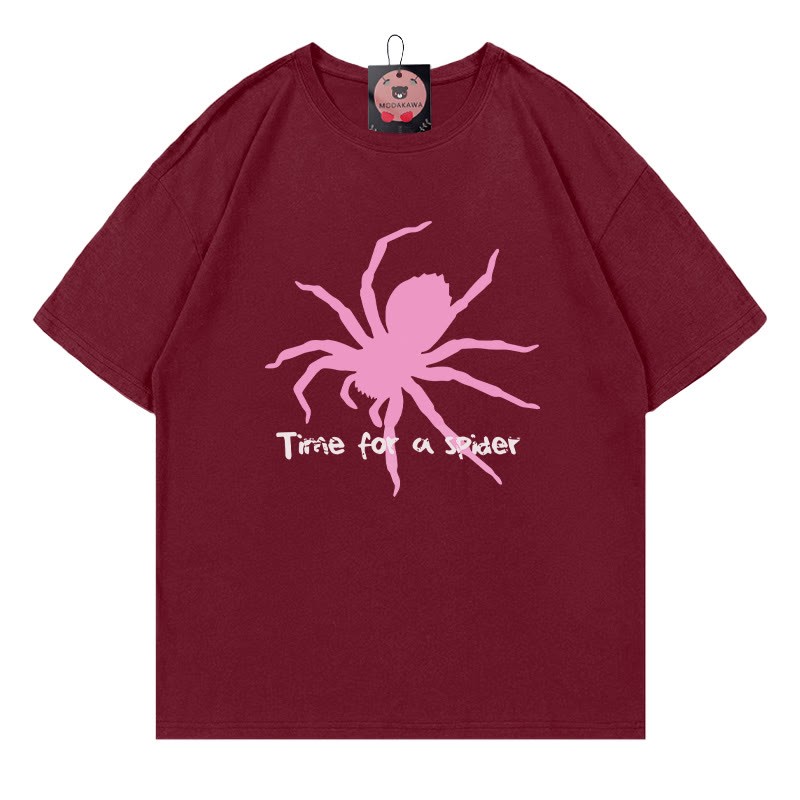 ZEIT FÜR EINE SPINNE Spinnenprint T-Shirt aus 100 % Baumwolle von Modakawa - Wine Red - 5XL - image 4