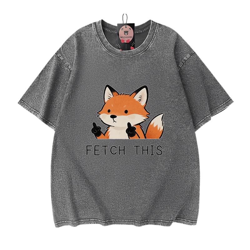 Hol dir dieses Modakawa Vintage T-Shirt mit Fuchs-Motiv aus gewaschener 100% Baumwolle! - Grey - 5XL - image 9