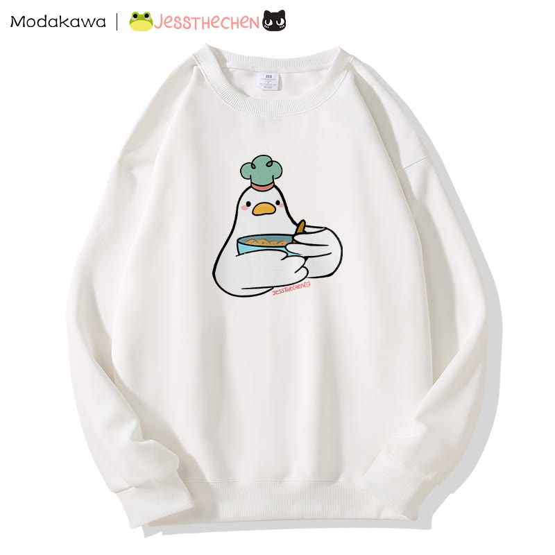 MODAKAWA X jessthechen Duck Chef Graphic Sweatshirt - White - 5XL - image 4