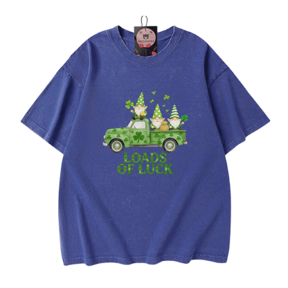 St. Pakrit-Tag – VIEL GLÜCK – Autografik – Modakawa Vintage-T-Shirt aus 100 % Baumwolle - Blue - 5XL - image 4