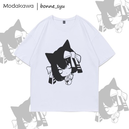 MODAKAWA X bonne_syu KURONEKO Katzenmädchen Grafik-T-Shirt - White - 5XL - image 4