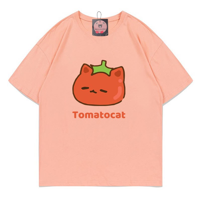 TOMATOCAT Tomatenkatzen-Print Modakawa T-Shirt - Peach - 5XL - image 3