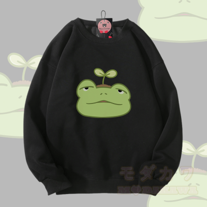 Sprout Frog Graphic Modakawa Unisex Sweatshirt - Schwarz - 5XL - image 4