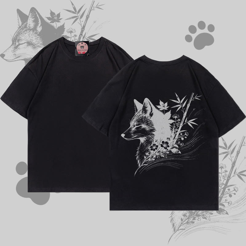 MODAKAWA Bambusfuchs-Grafik-T-Shirt - Black - 5XL - image 4