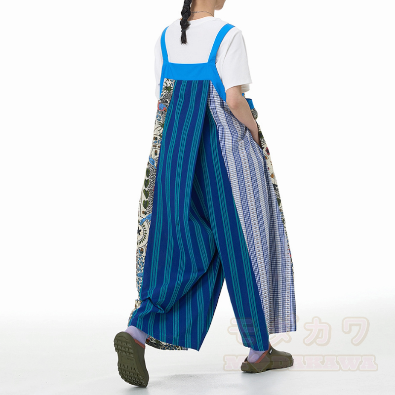Lässige, bunte Latzhose mit Polka-Dot-Streifenmuster - image 8