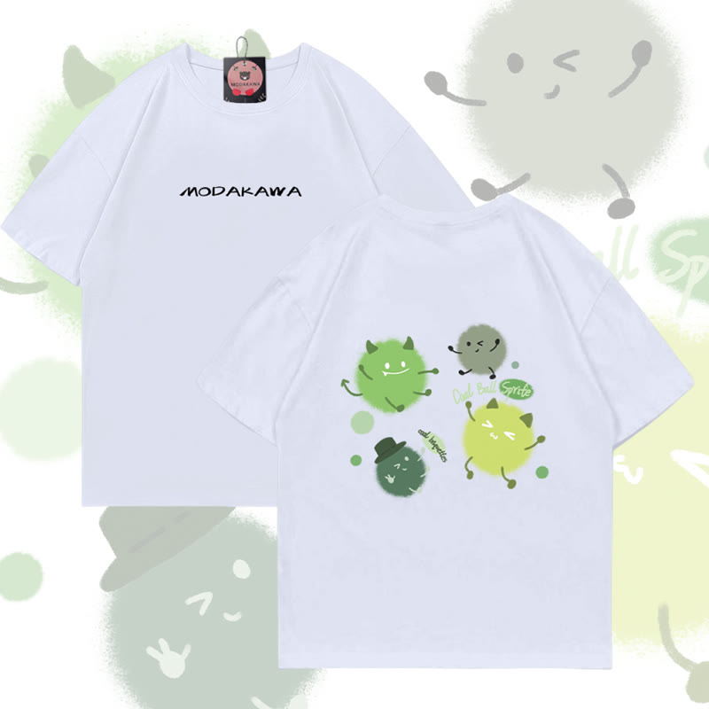 Niedliches Modakawa Baumwoll-T-Shirt mit Keim-Grafik - White - 5XL - image 3