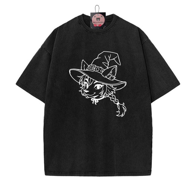 Unisex-T-Shirt mit Fox-Grafik und Vintage-Waschung - Schwarz - 5XL - image 5