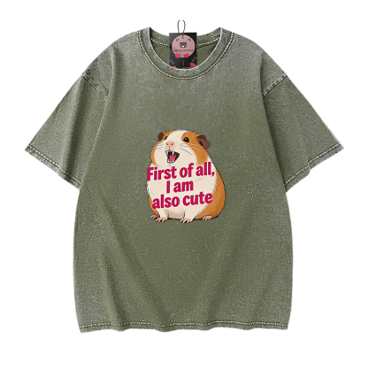 Modakawa Vintage T-Shirt mit Hamster-Motiv, gewaschen aus 100 % Baumwolle - Green - 5XL - image 8