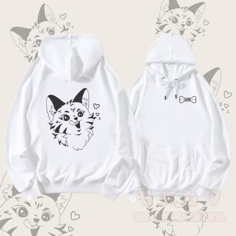 MODAKAWA Verspielter Fuchs-Streetwear-Pullover-Hoodie - Weiß - 5XL - image 3