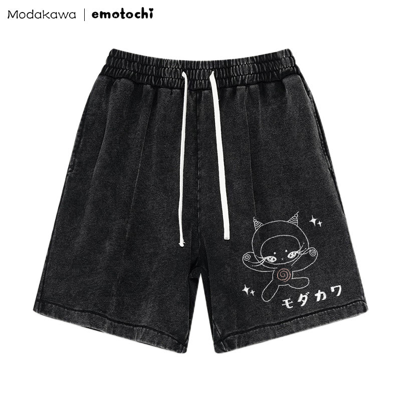 Kitty Star Grafik Vintage Washed Shorts - Schwarz - 3XL - image 3