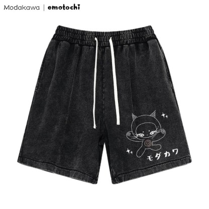 Kitty Star Grafik Vintage Washed Shorts - Schwarz - 3XL - image 3