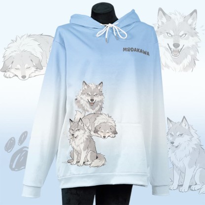 MODAKAWA Pullover-Hoodie mit Allover-Print eines rauchenden Hundes - Blue - 8XL - image 2