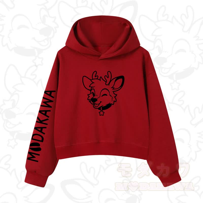 MODAKAWA Baumwoll-Hoodie mit Hundemotiv (kurzer Schnitt) - Rot A - 3XL - image 13