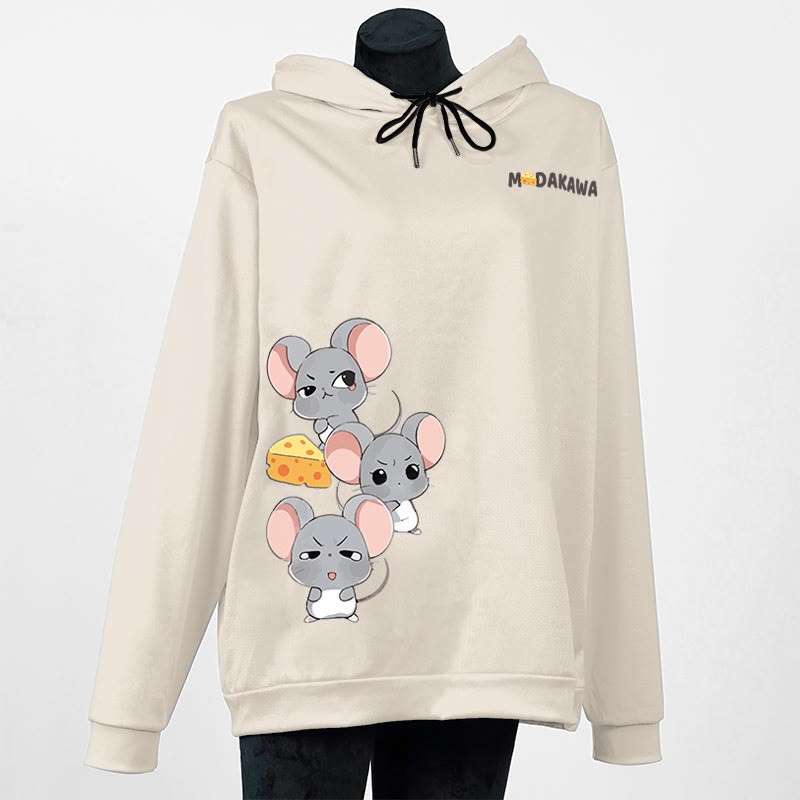 Modakawa Hoodie mit gestapeltem Maus-Buchstabenprint - Apricot - 6XL - image 5