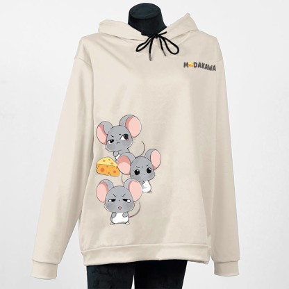 Modakawa Hoodie mit gestapeltem Maus-Buchstabenprint - Apricot - 6XL - image 5