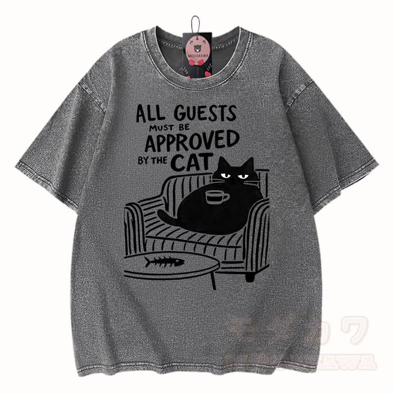 MODAKAWA Kitty Grafik Vintage Washed 100% Baumwoll-T-Shirt - Grau - 3XL - image 7