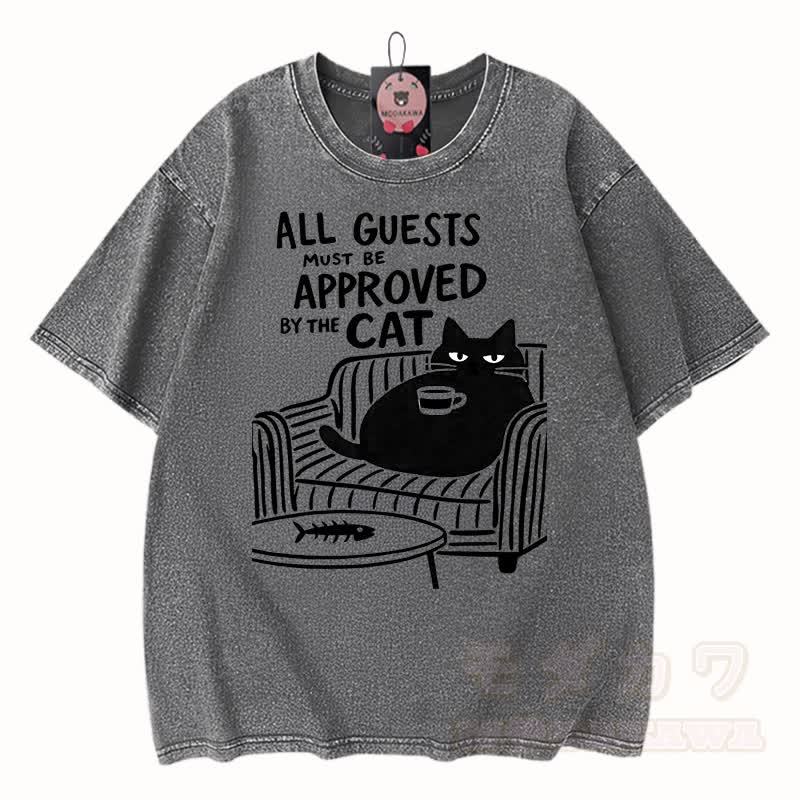 MODAKAWA Kitty Grafik Vintage Washed 100% Baumwoll-T-Shirt - Grau - 3XL - image 7