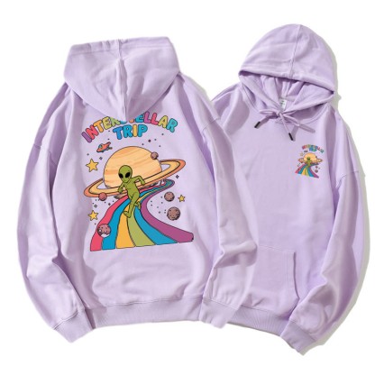 INTERSTELLAR TRIP Cosmic Alien Grafik-Hoodie - Purple - 5XL - image 2