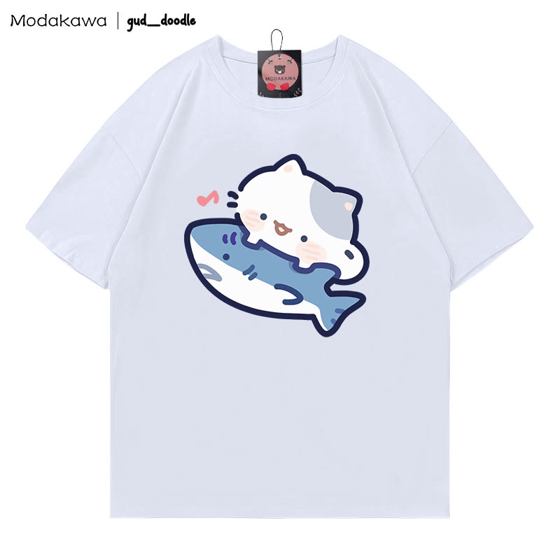 MODAKAWA X gud_doodle T-Shirt mit Kitty-Hai-Print - White - 5XL - image 4