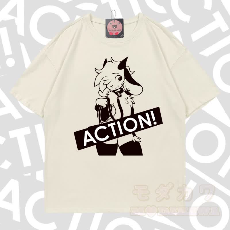 MODAKAWA X zarckets ACTION Goat Graphic 100% Baumwoll-T-Shirt - Graumilchgrün - 5XL - image 12