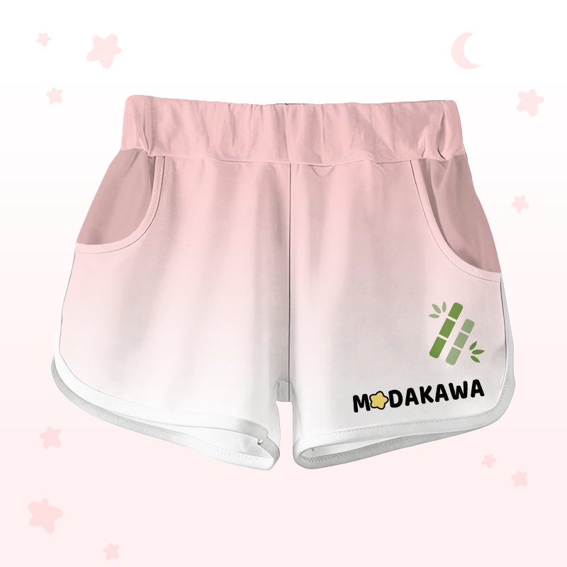 Modakawa-Outfit mit Farbverlauf-Panda-Grafik, Shorts mit Buchstabengrafik - Pink Shorts - 5XL - image 8
