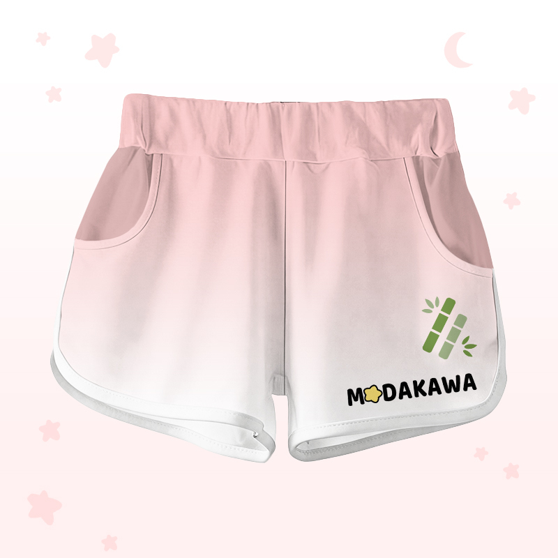 Modakawa-Outfit mit Farbverlauf-Panda-Grafik, Shorts mit Buchstabengrafik - Pink Shorts - 5XL - image 8