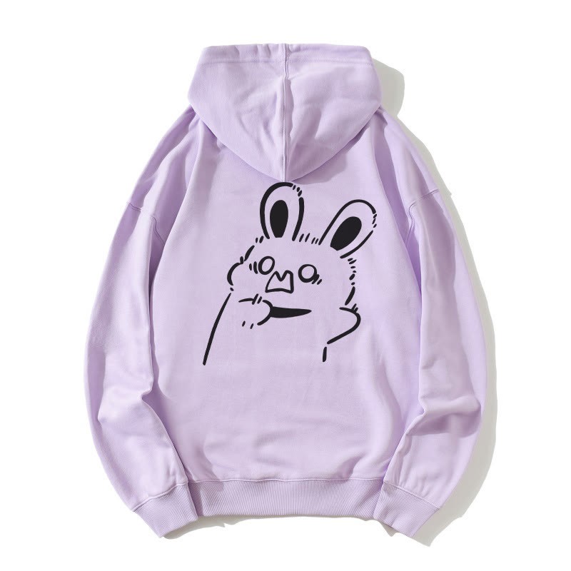 Lockerer Hoodie mit Startled Bunny-Grafik - Purple - 5XL - image 4