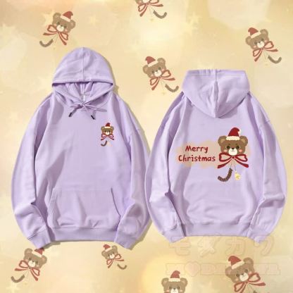 MODAKAWA Weihnachts-Bären-Grafik-Streetwear-Pullover-Hoodie - Lila - 5XL - image 3