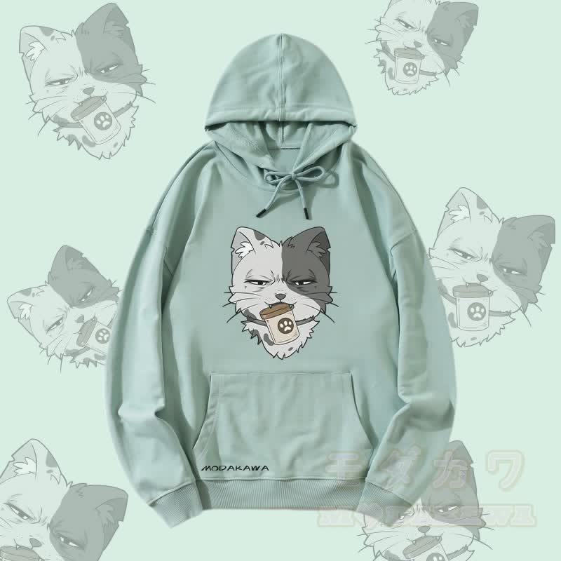 MODAKAWA Streetwear Pullover Hoodie mit Katzenmotiv und Dose - Grün - 5XL - image 3