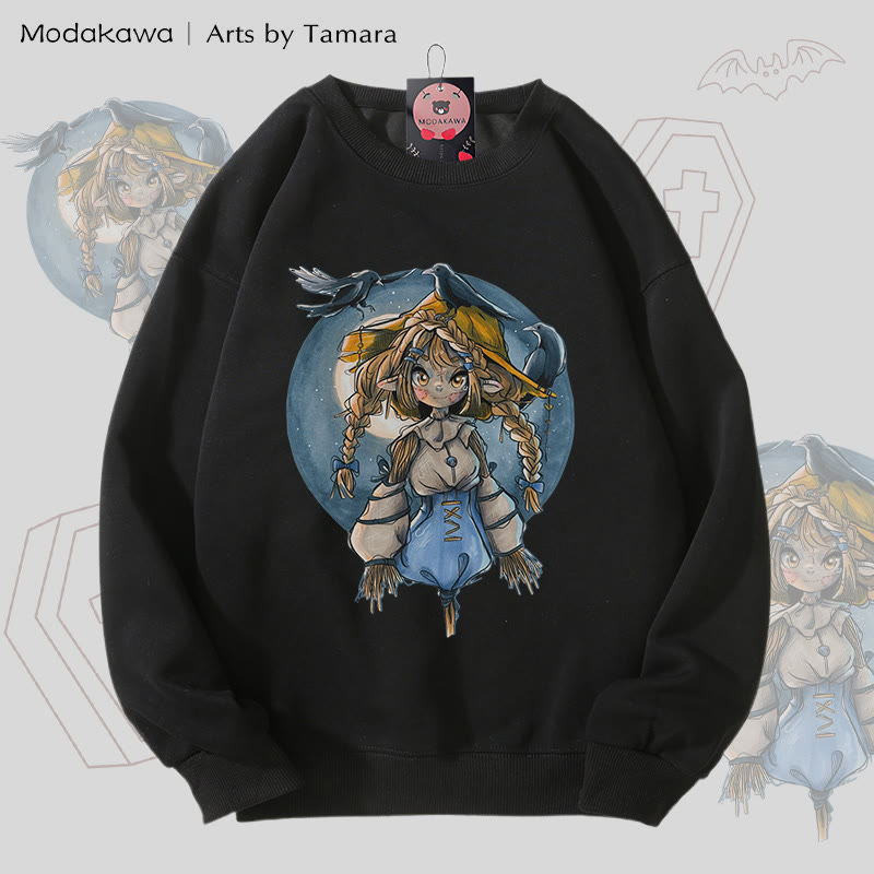 MODAKAWA X Arts by Tamara Scarecrow Graphic Unisex Sweatshirt - Black - 5XL - image 4